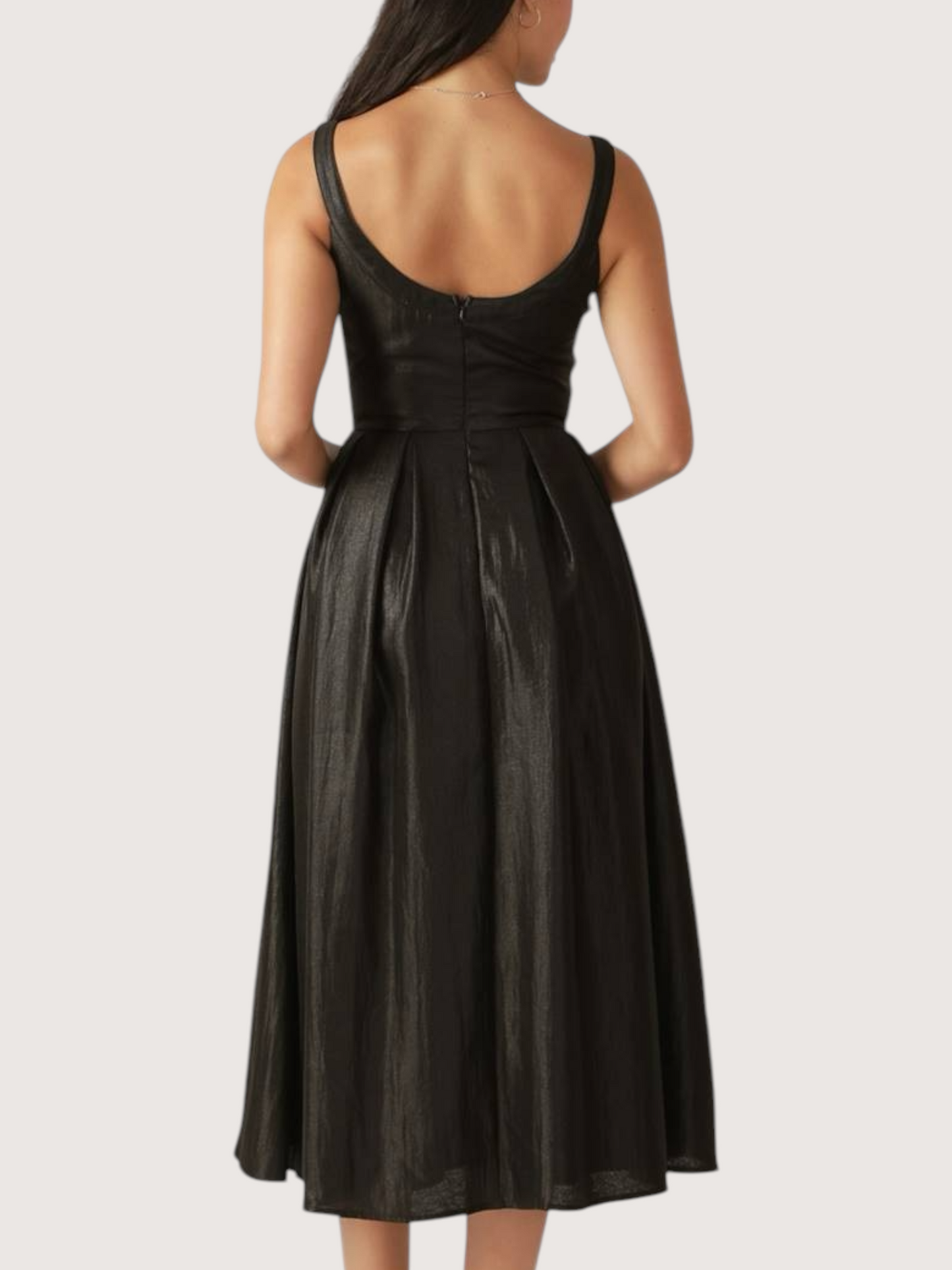 Pearl Neckline Midi Dress