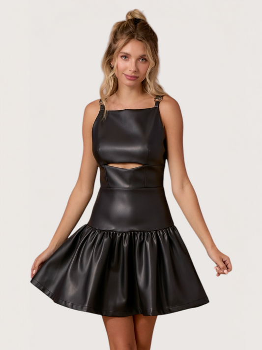 Leather Drop Hem Dress