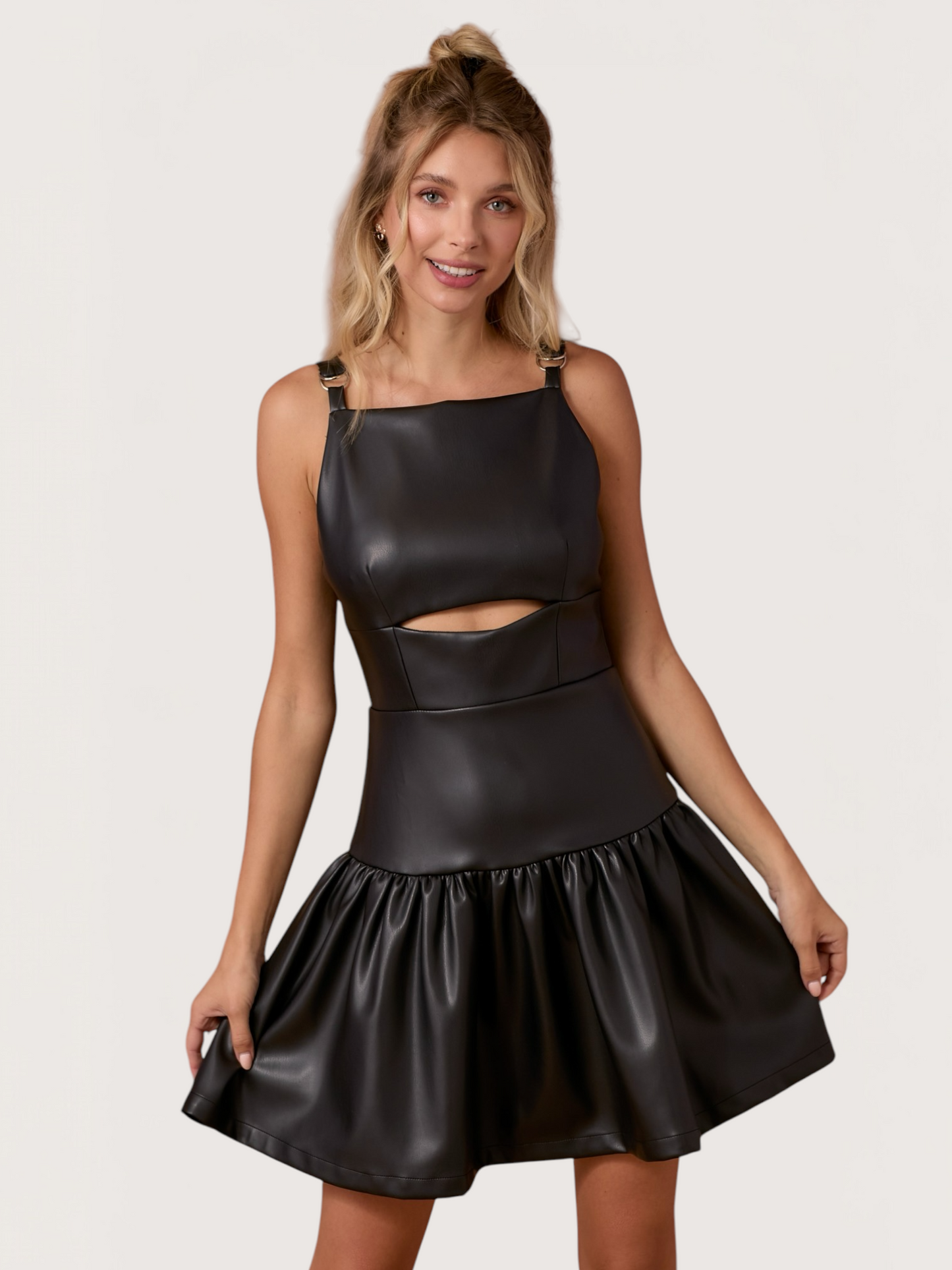 Leather Drop Hem Dress