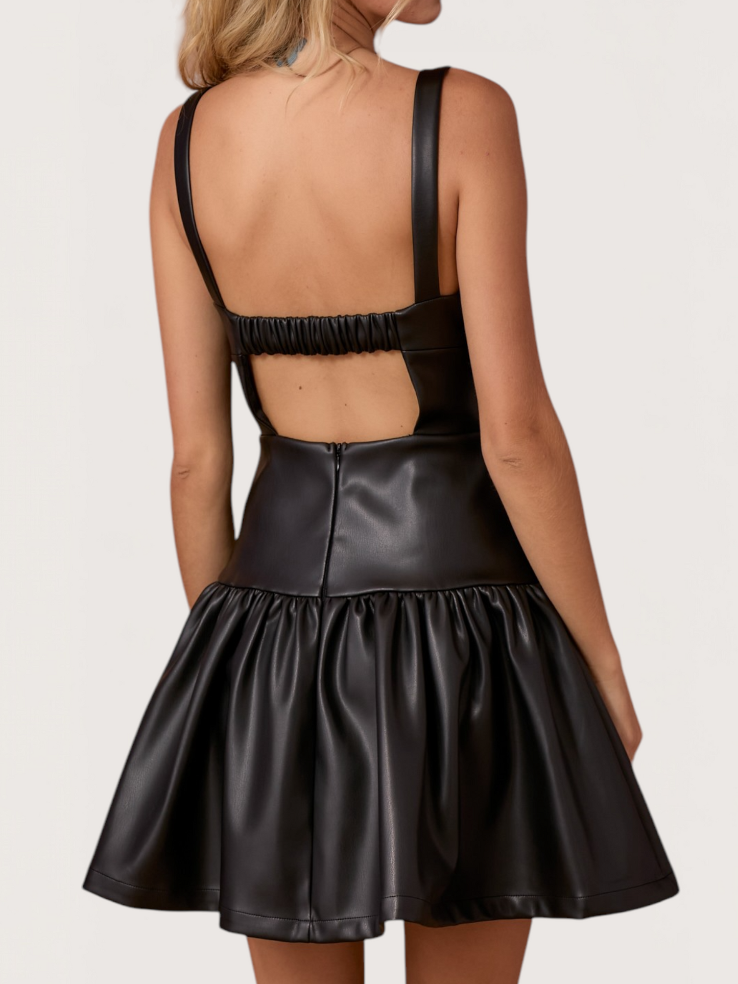 Leather Drop Hem Dress