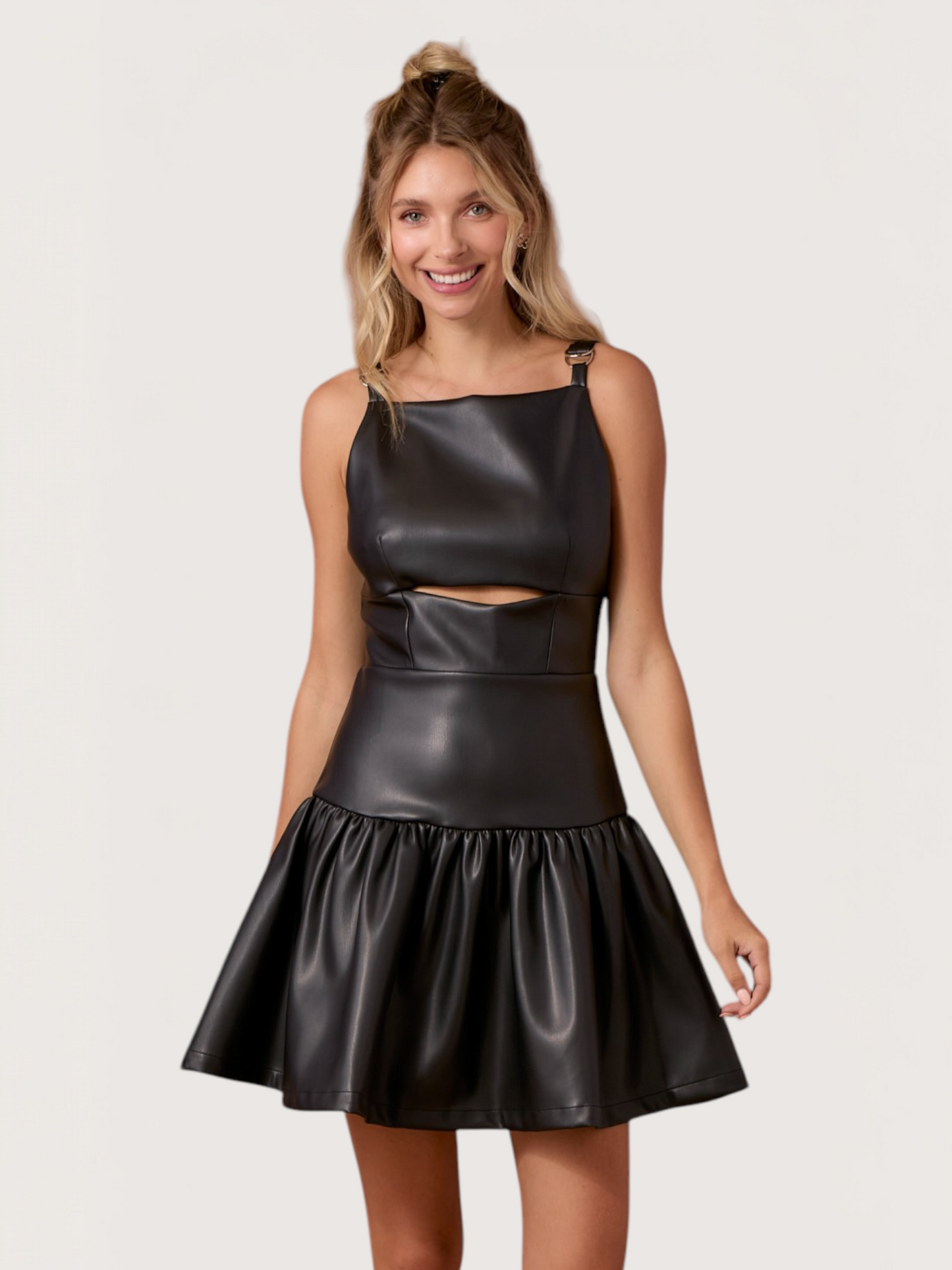 Leather Drop Hem Dress