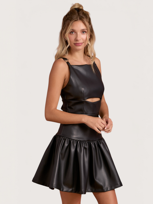 Leather Drop Hem Dress