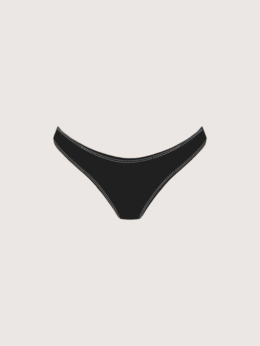 Black Stitch Detail Bikini Bottom