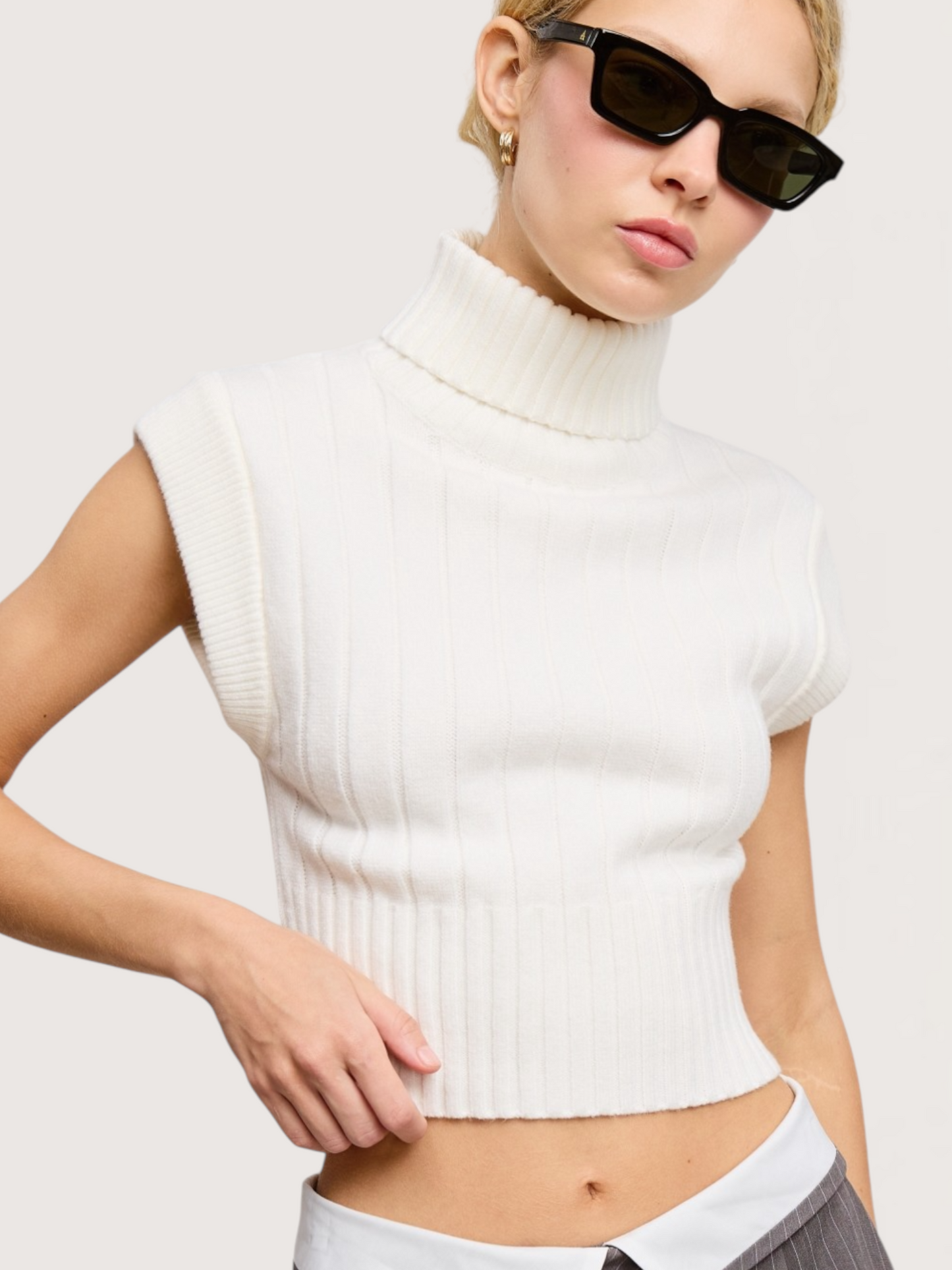 Cropped Sweater Top | Ivory