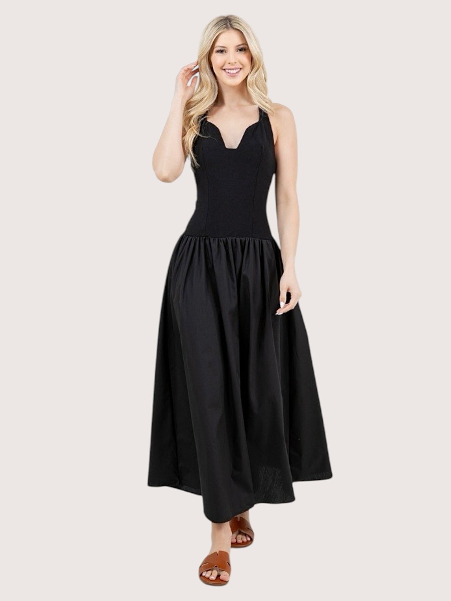 Plunging Neckline Maxi Dress