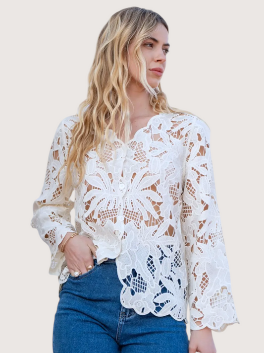 Chiara Lace Cardigan | White