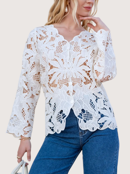 Chiara Lace Cardigan | White