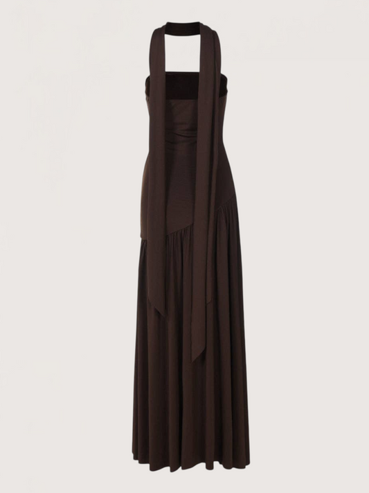 Strapless Scarf Maxi Dress