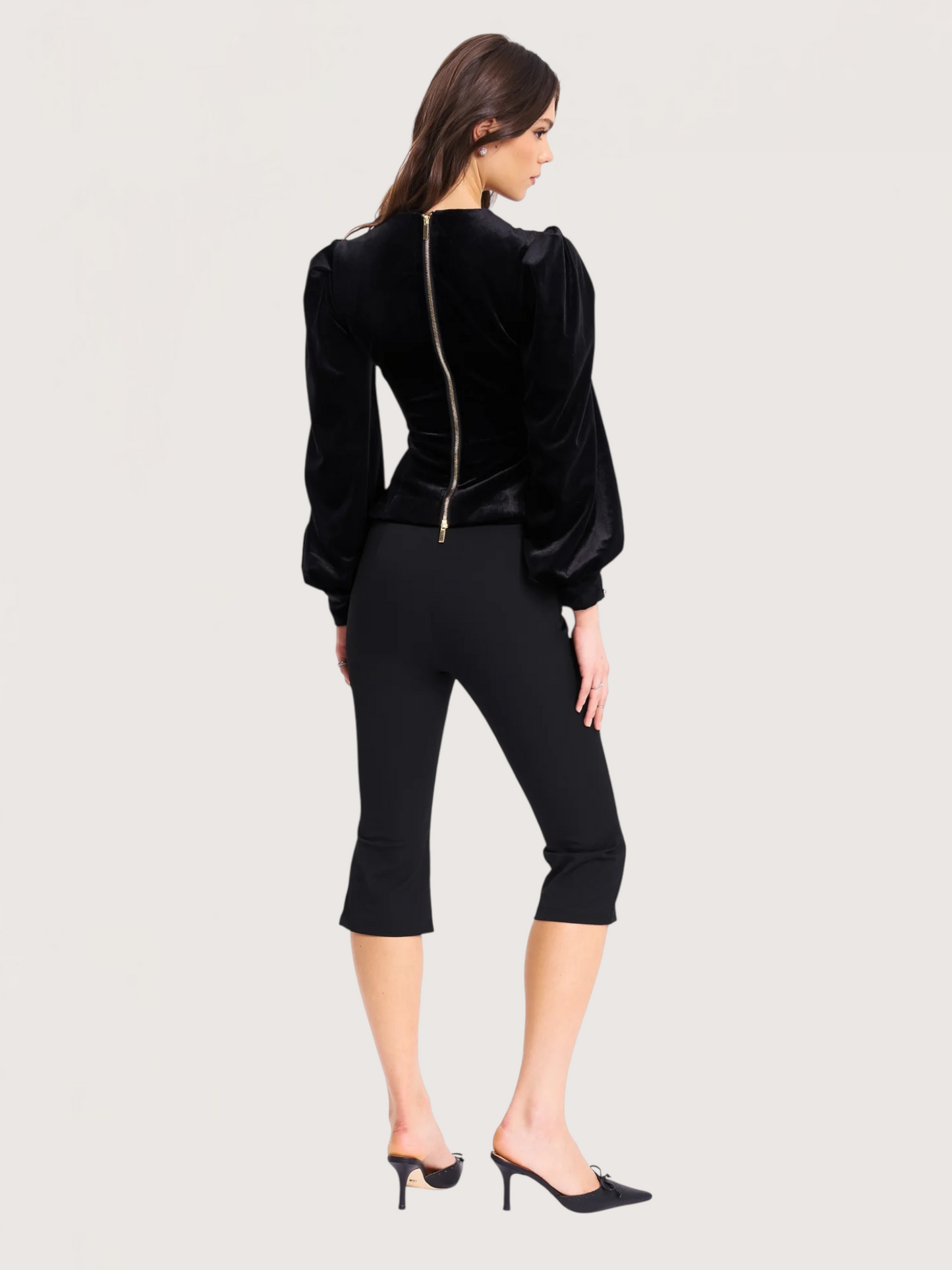 Velvet Trim Capri Pant
