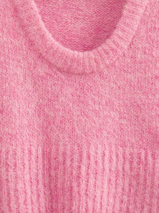 Fuzzy Knit Vest Top |  Pink