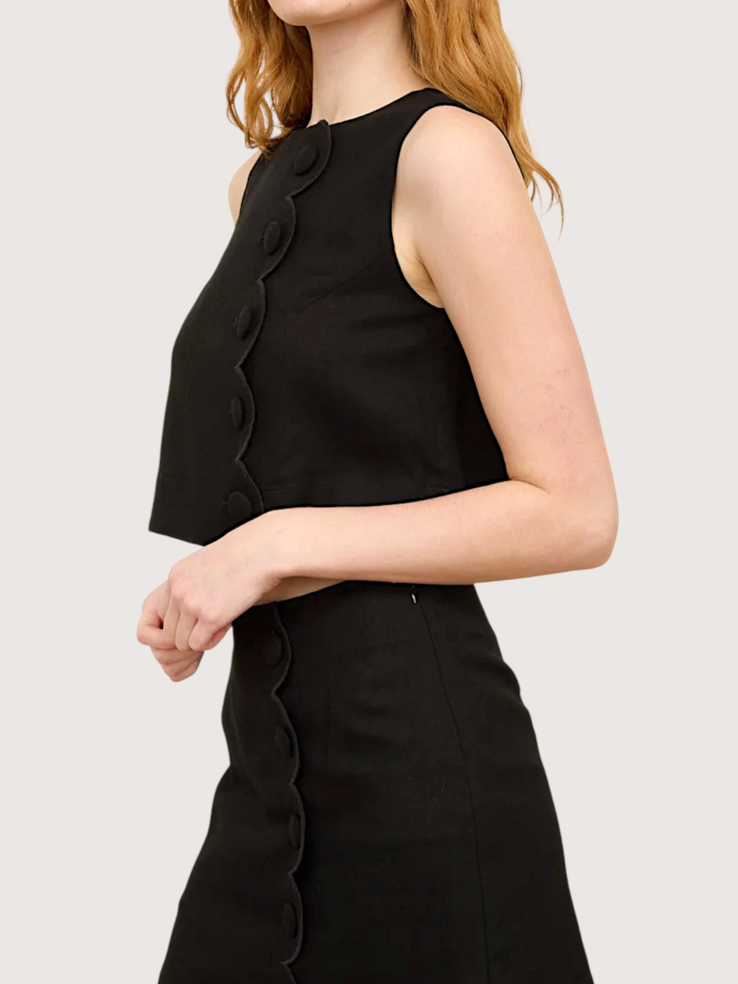 Scallop Trim Top | Black